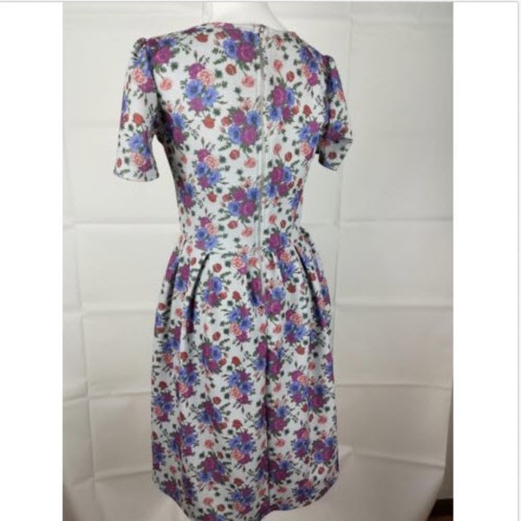 LuLaRoe Pink Purple Floral Dress Pleated Medium - Picture 4 of 6